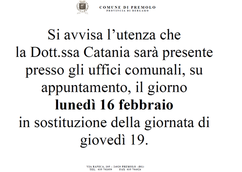 Avviso cambio temporaneo apertura ufficio