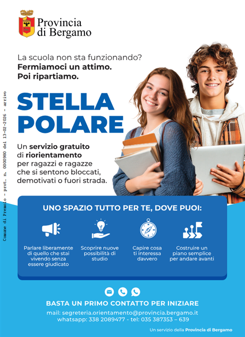 Progetto Stella Polare: progetto di riorientamento e consulenza per giovani a rischio di dispersione scolastica o in situazione di fragilità nel percorso di studi.